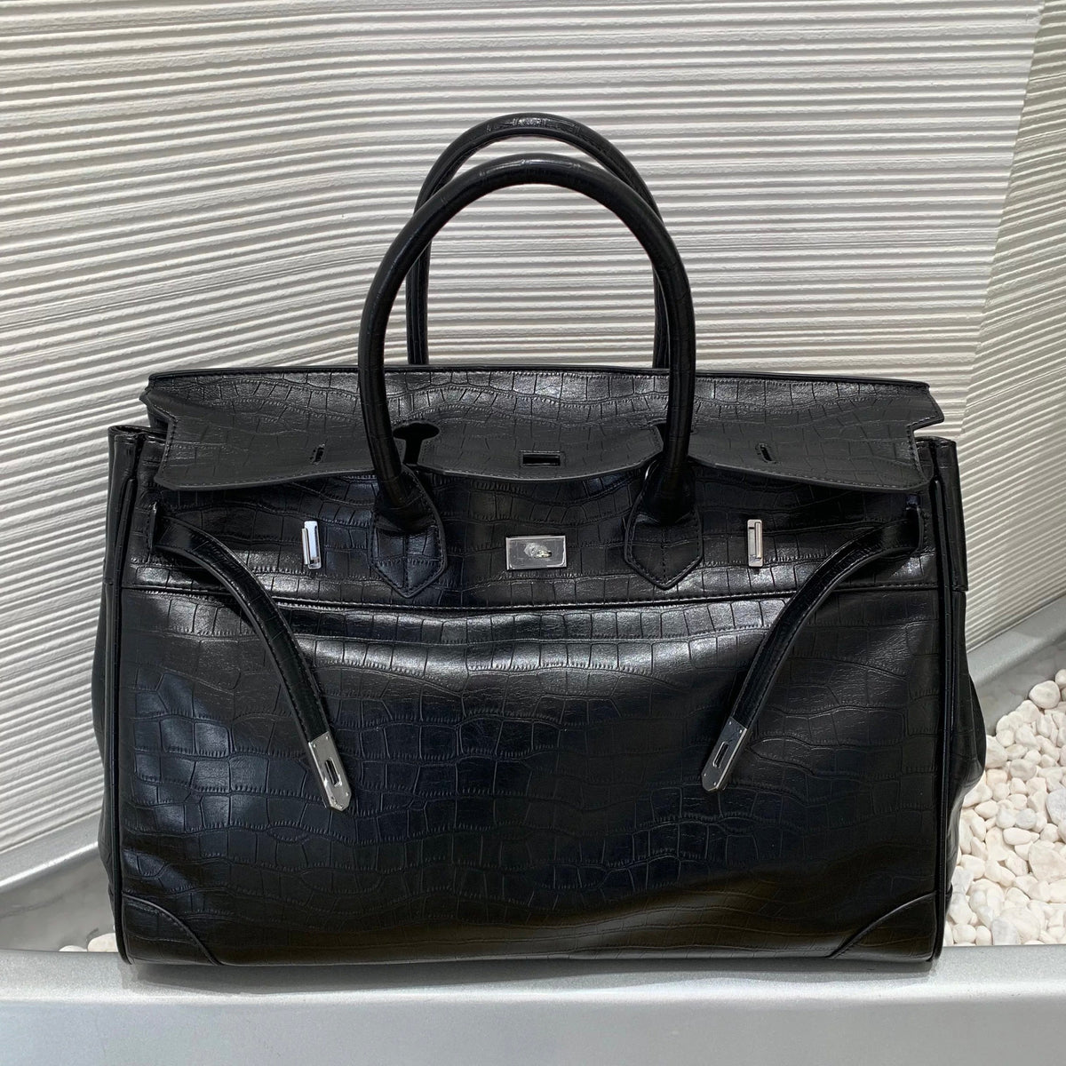 Ultimate Black Croc Weekender Bag 50