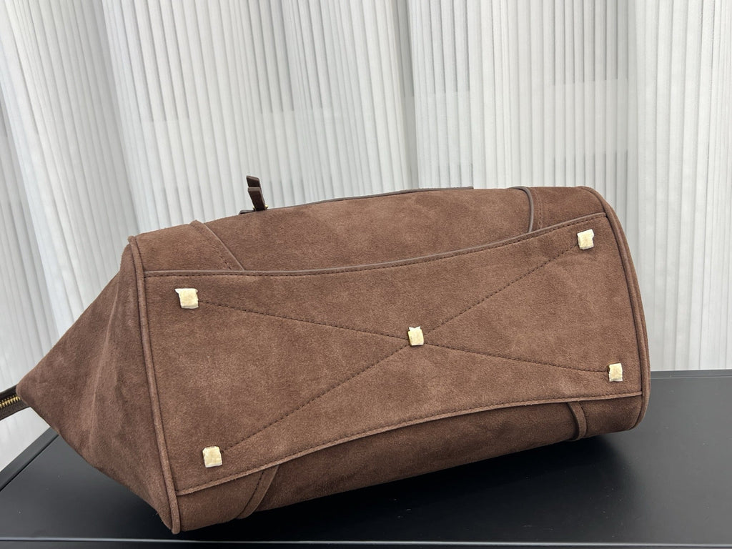 Contour Smile Suede Zip-Top Tote Bag