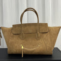 Contour Smile Suede Zip-Top Tote Bag