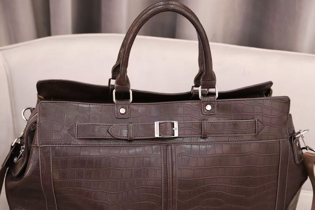 Croc-Embossed Leather Travel Bag