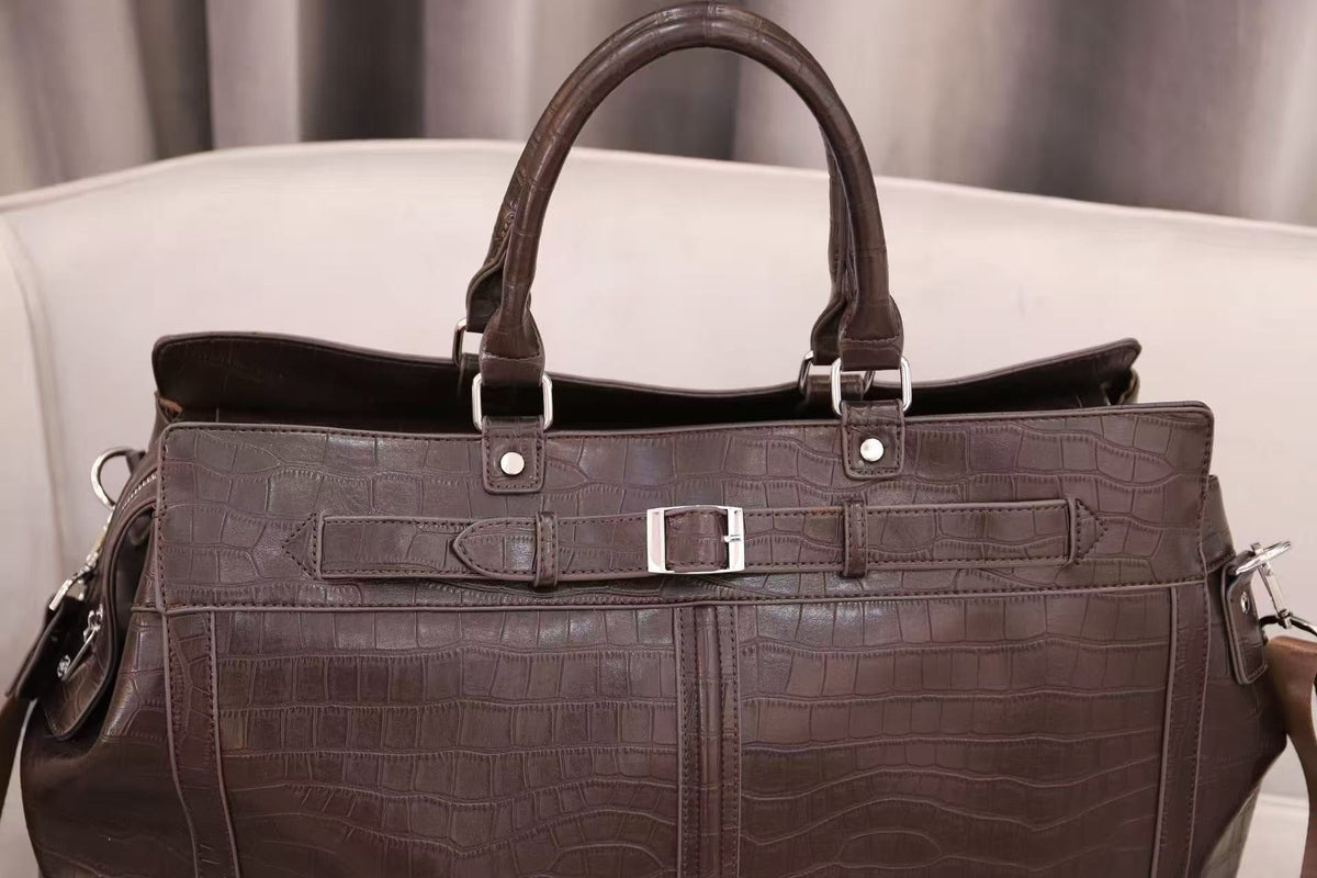 Croc-Embossed Leather Travel Bag