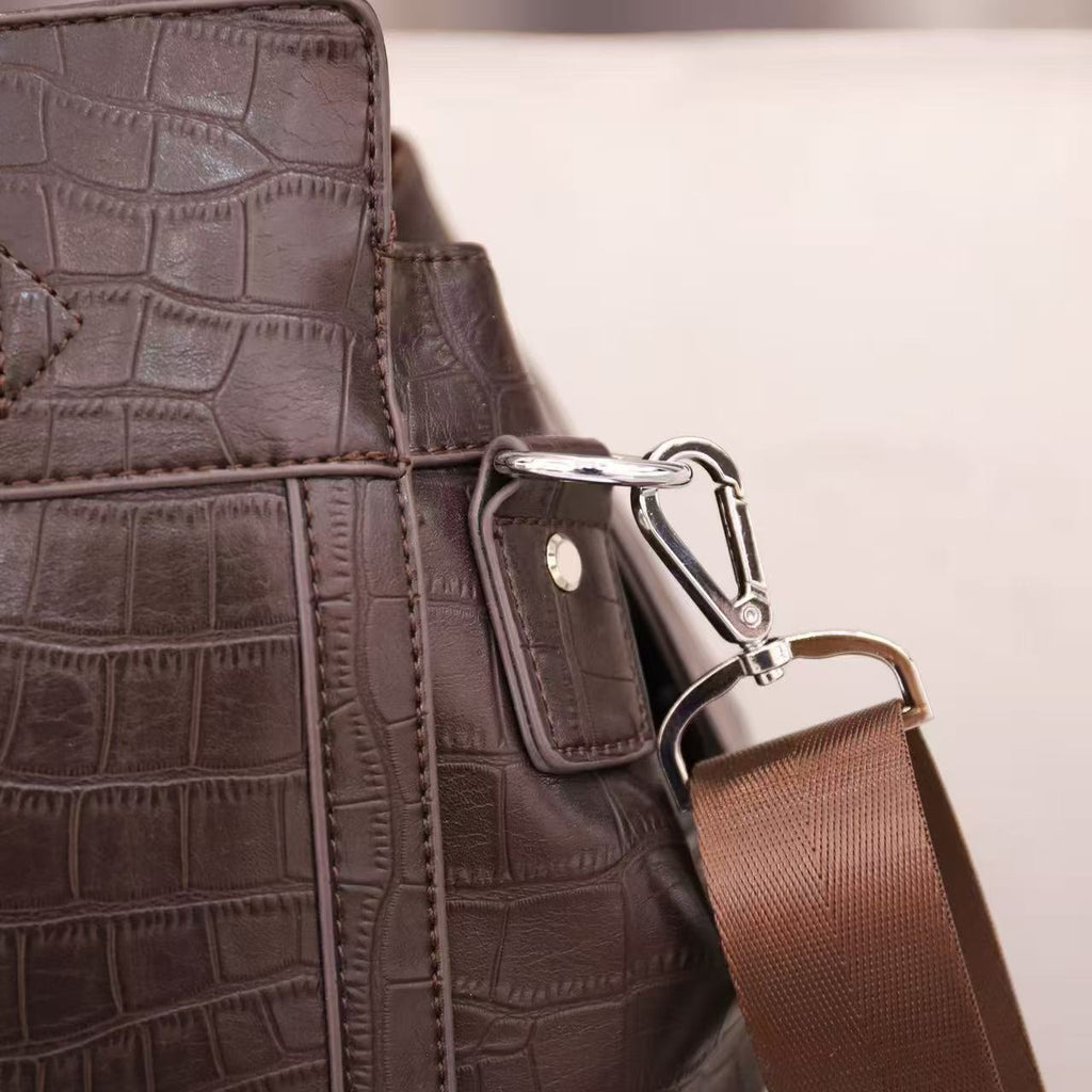 Croc-Embossed Leather Travel Bag