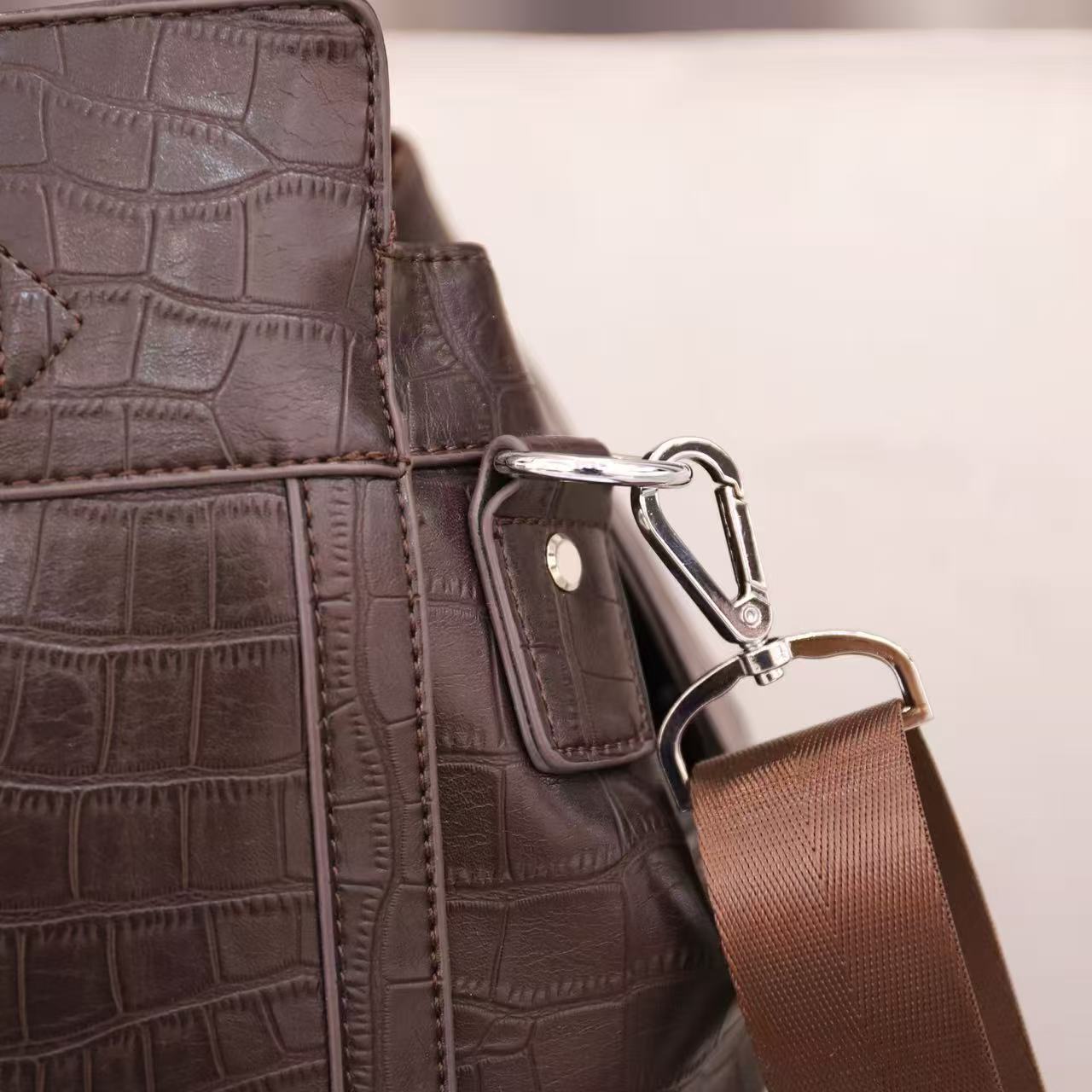 Croc-Embossed Leather Travel Bag