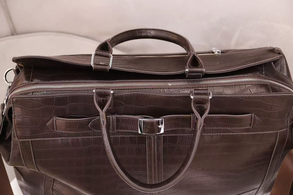 Croc-Embossed Leather Travel Bag