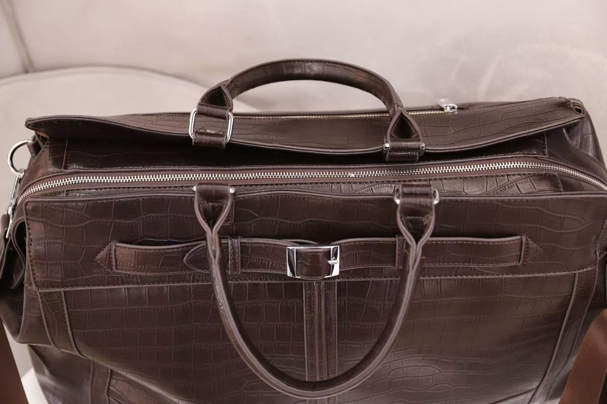 Croc-Embossed Leather Travel Bag