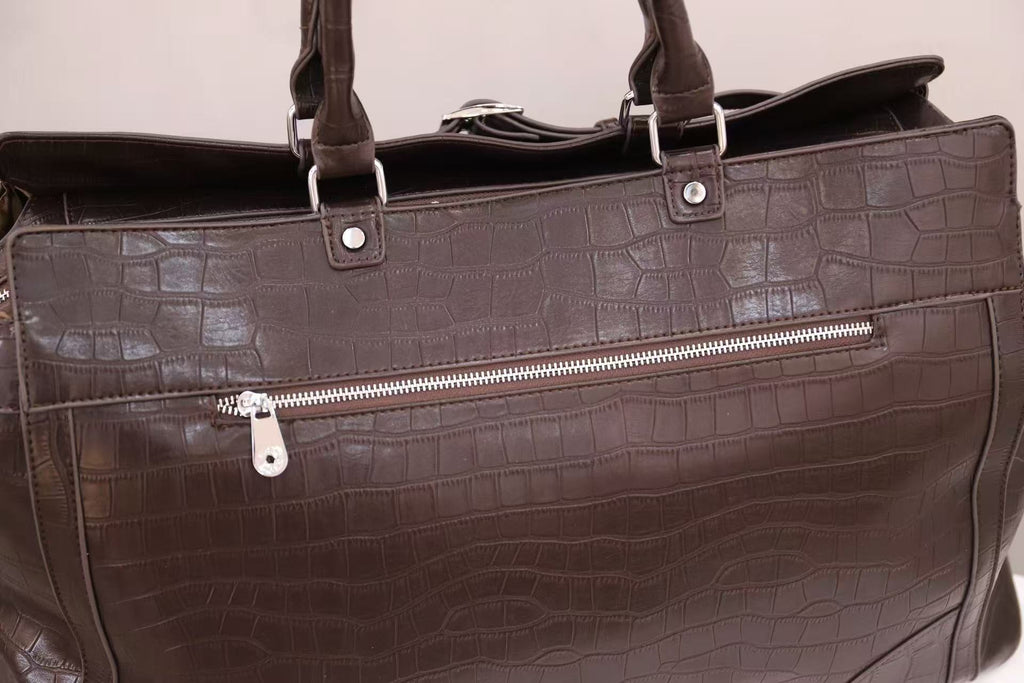 Croc-Embossed Leather Travel Bag