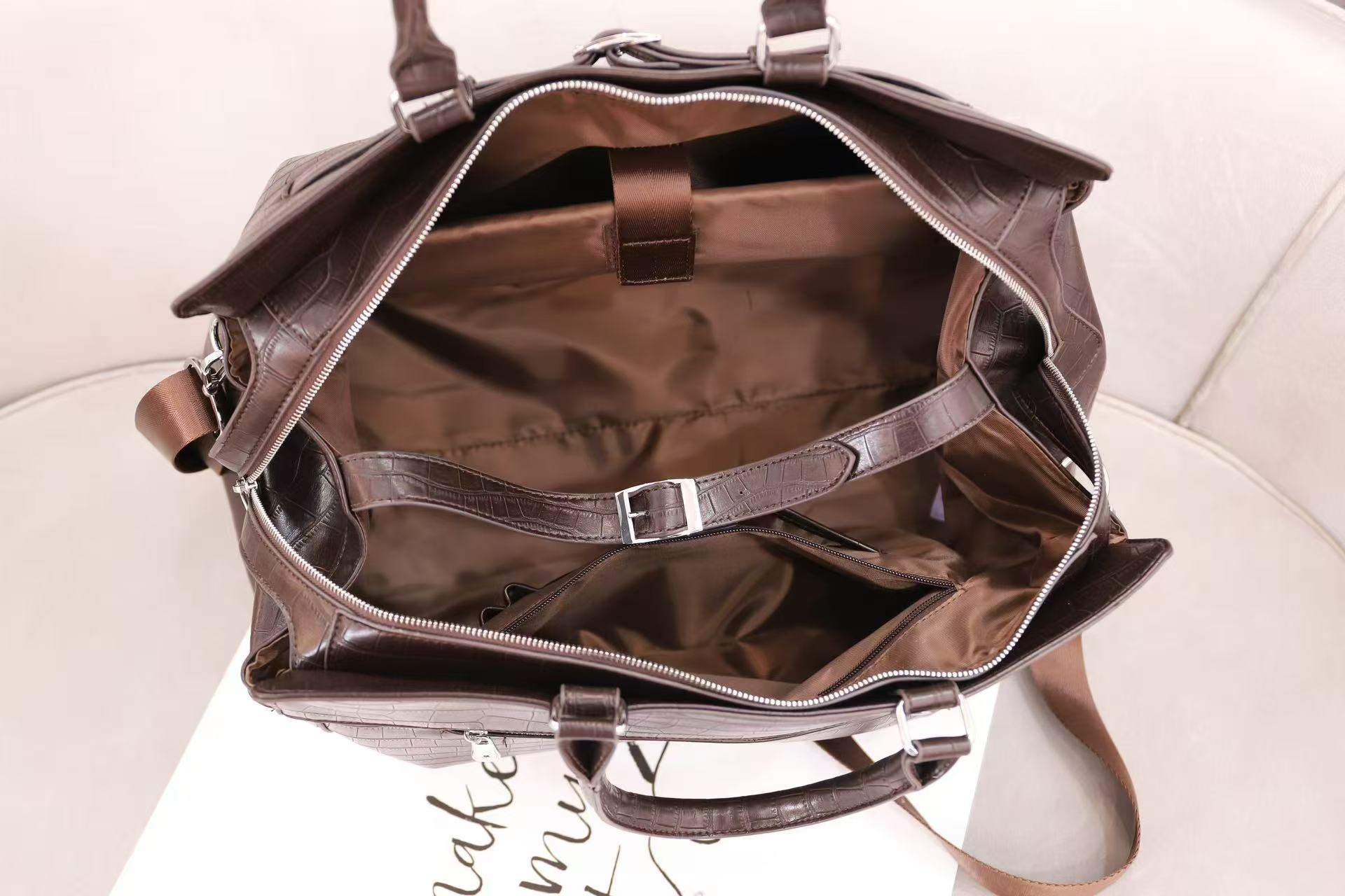 Croc-Embossed Leather Travel Bag