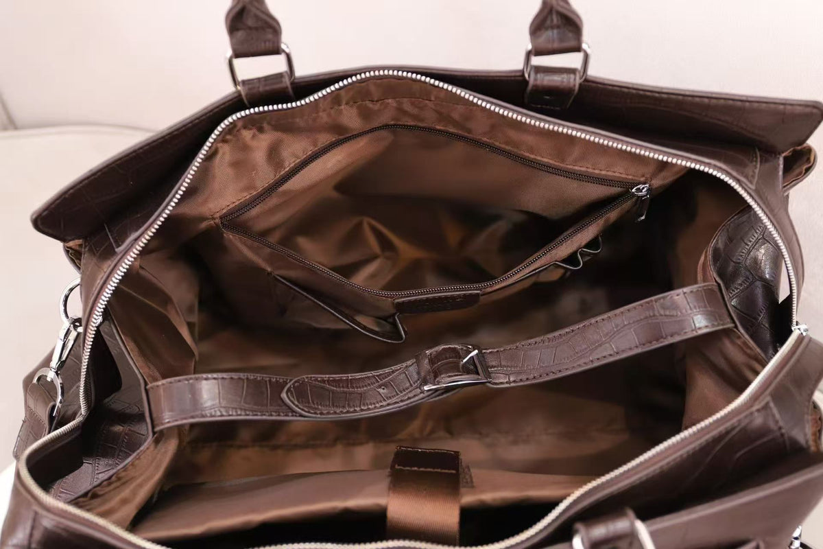 Croc-Embossed Leather Travel Bag