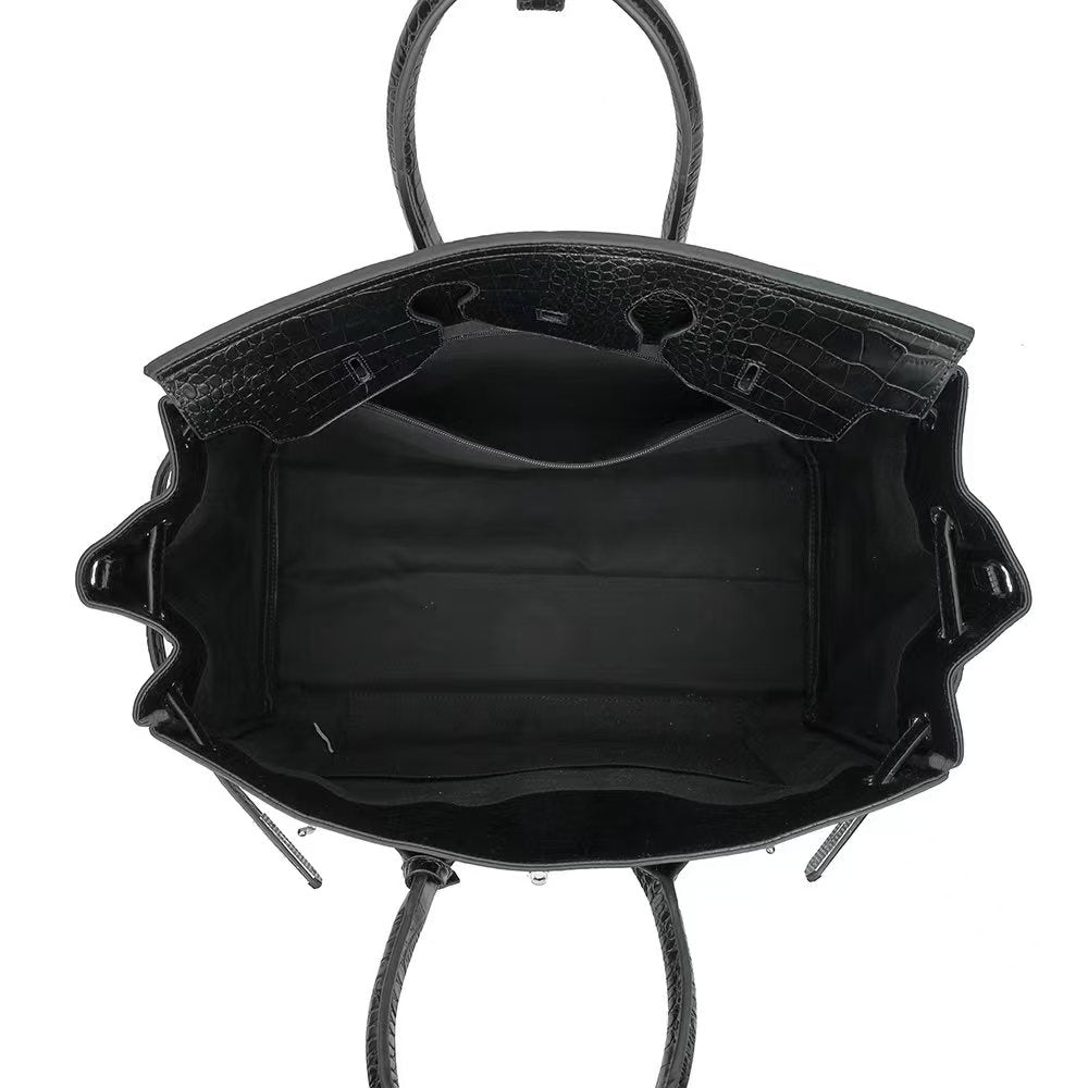Executive Croc-Embossed Oversized Tote Bag