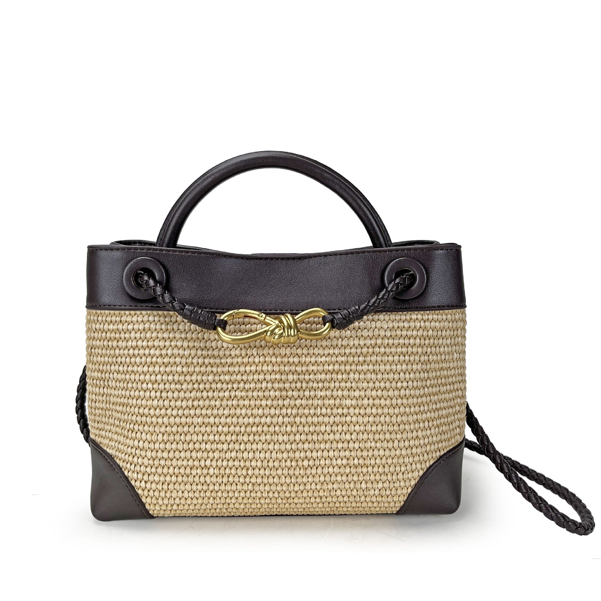 Chic Raffia Knot Mini Tote Bag