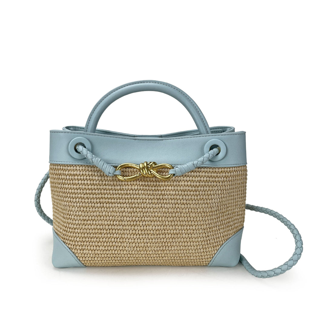 Chic Raffia Knot Mini Tote Bag