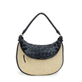 Leather-Trimmed Straw Bag