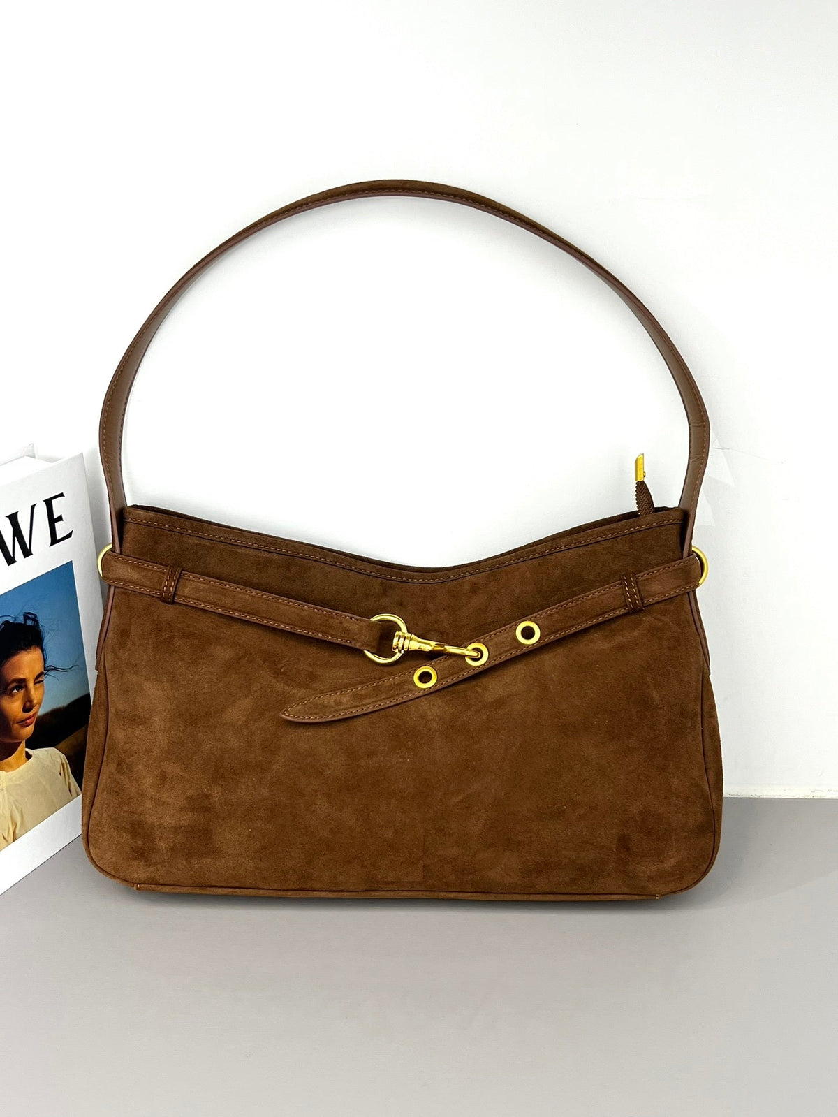 Luxe Suede Leather Shoulder Bag