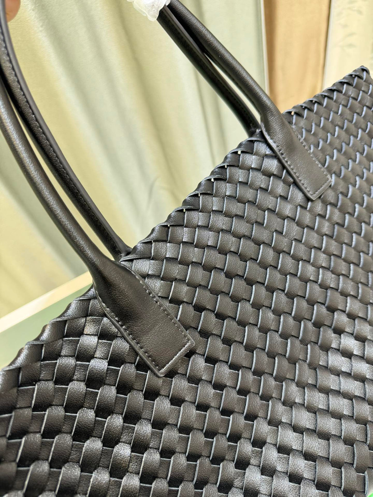 Handcrafted Woven Cowhide Leather Tote Bag