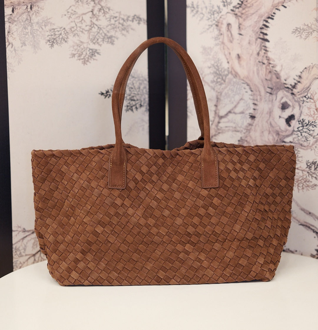 Handwoven Suede Leather Tote Bag