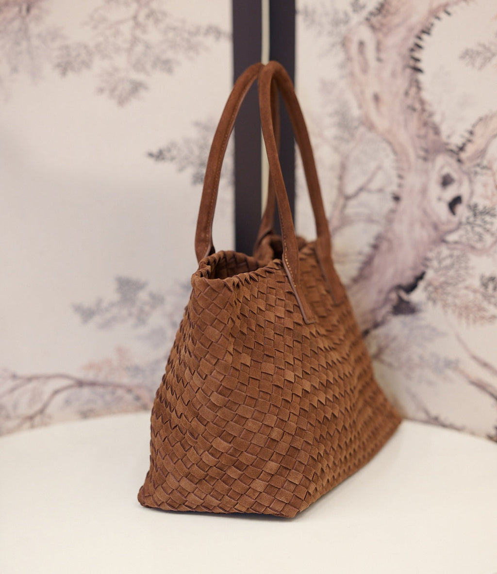 Handwoven Suede Leather Tote Bag