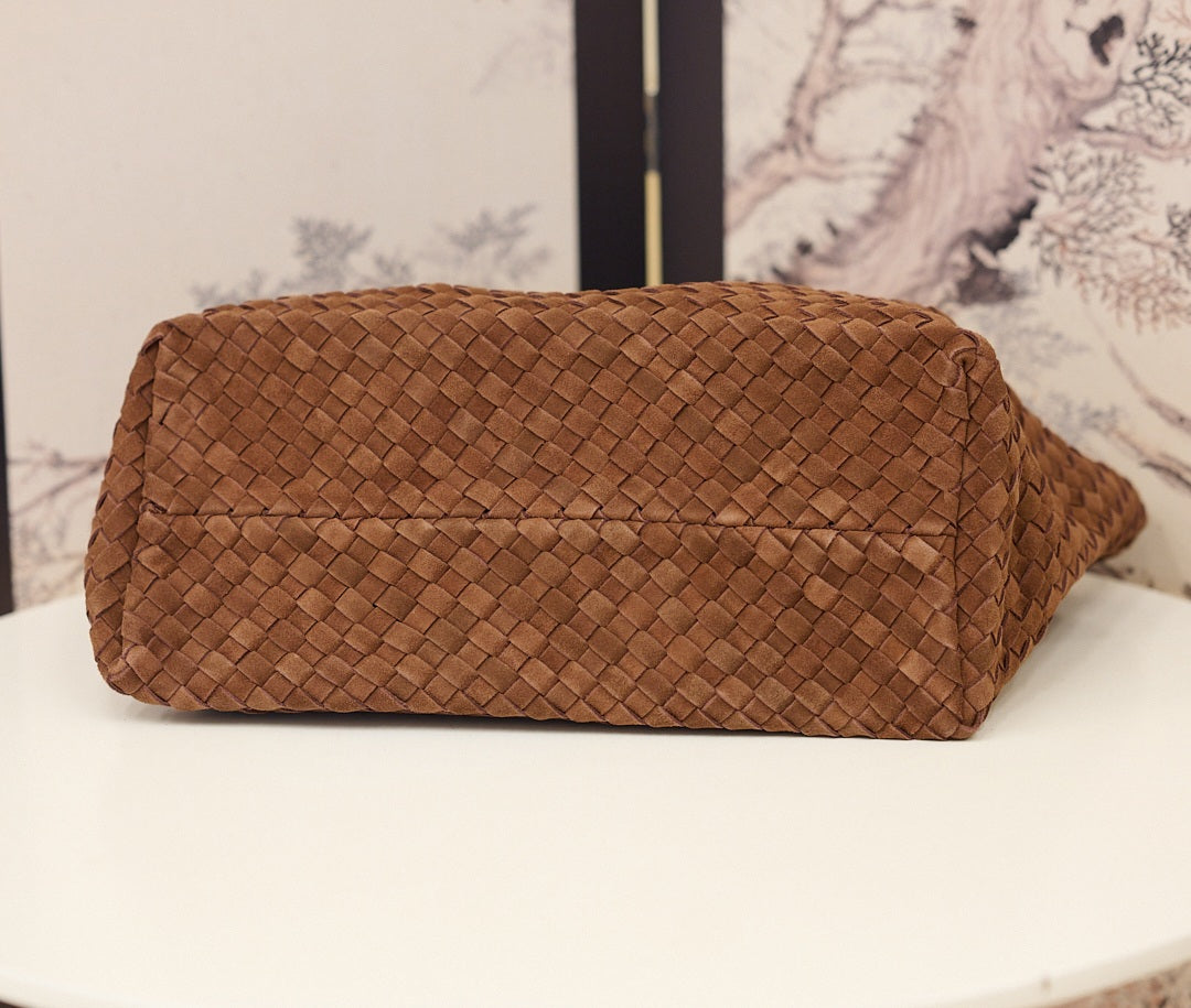 Handwoven Suede Leather Tote Bag