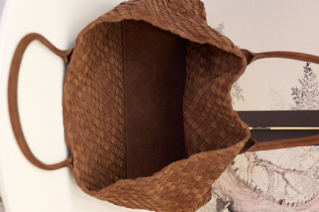 Handwoven Suede Leather Tote Bag