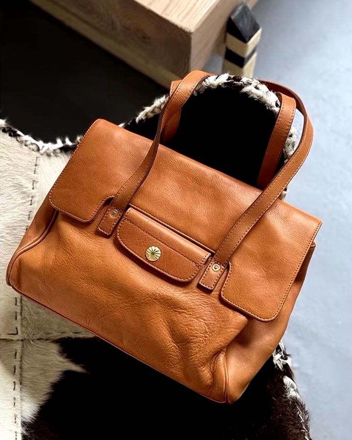 Handcrafted Genuine Leather Satchel with Timeless Style