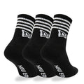 New Era Stripe 3 Pack Crew Black Socks-kentox