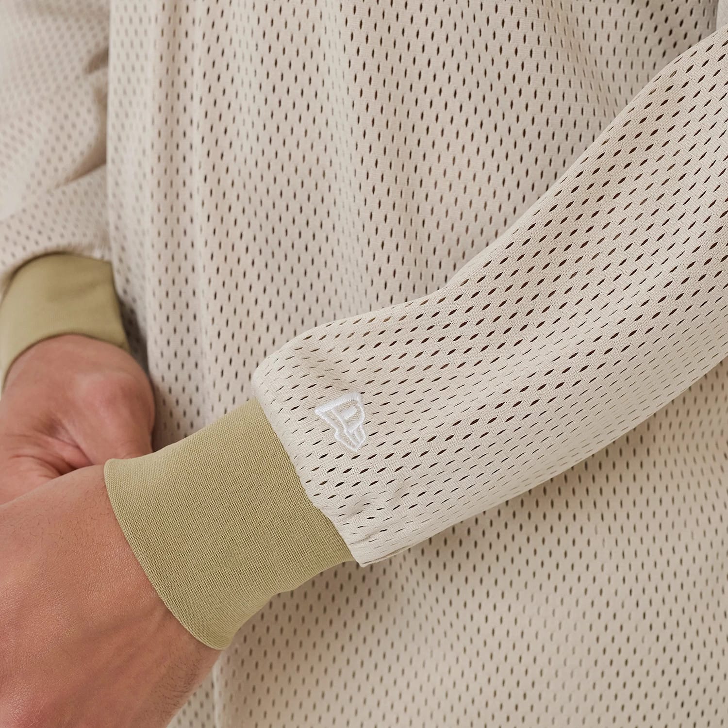 New Era NEC Logo Beige Long Sleeve Jersey-kentox