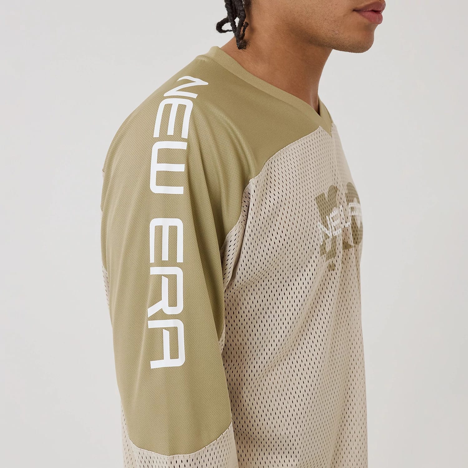 New Era NEC Logo Beige Long Sleeve Jersey-kentox