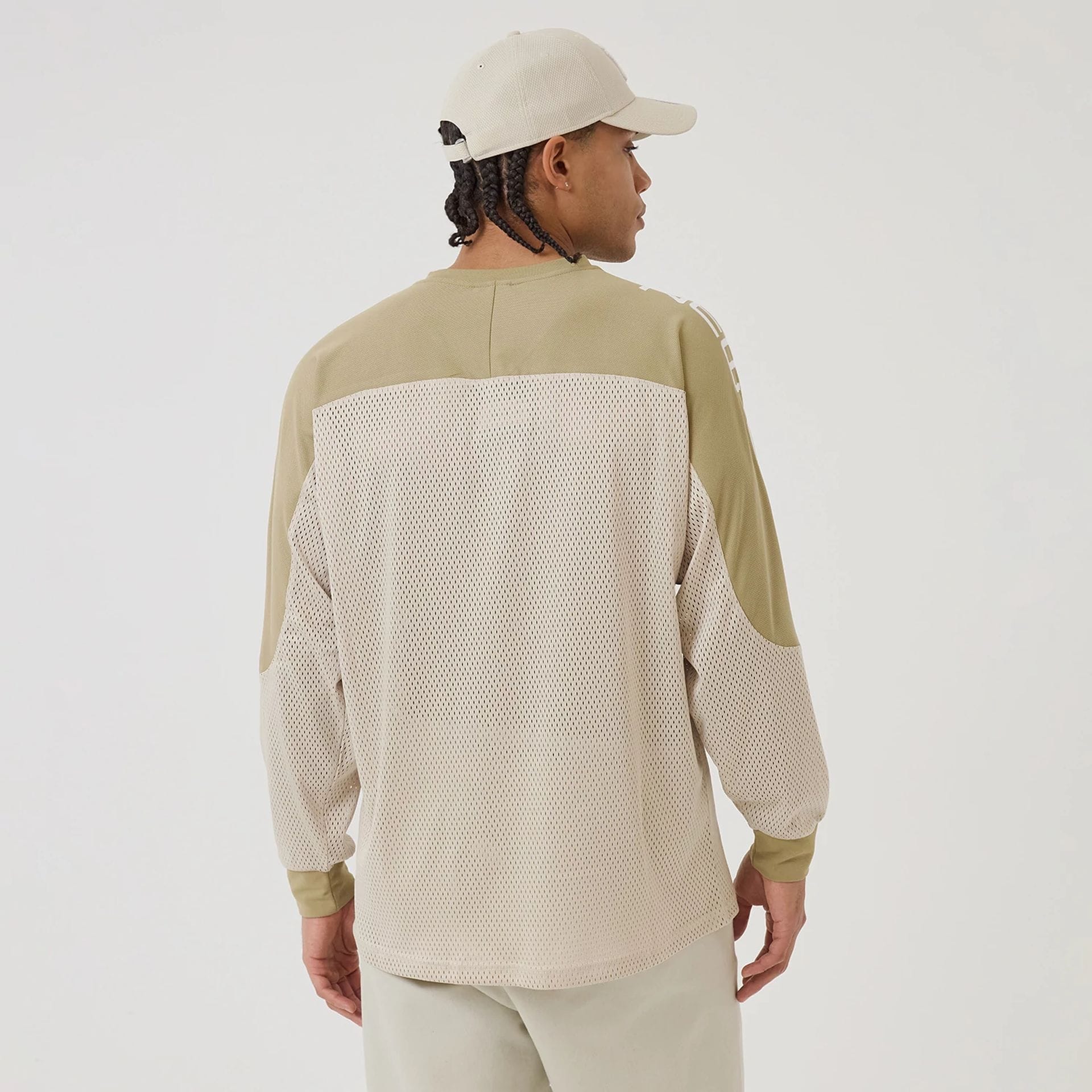 New Era NEC Logo Beige Long Sleeve Jersey-kentox