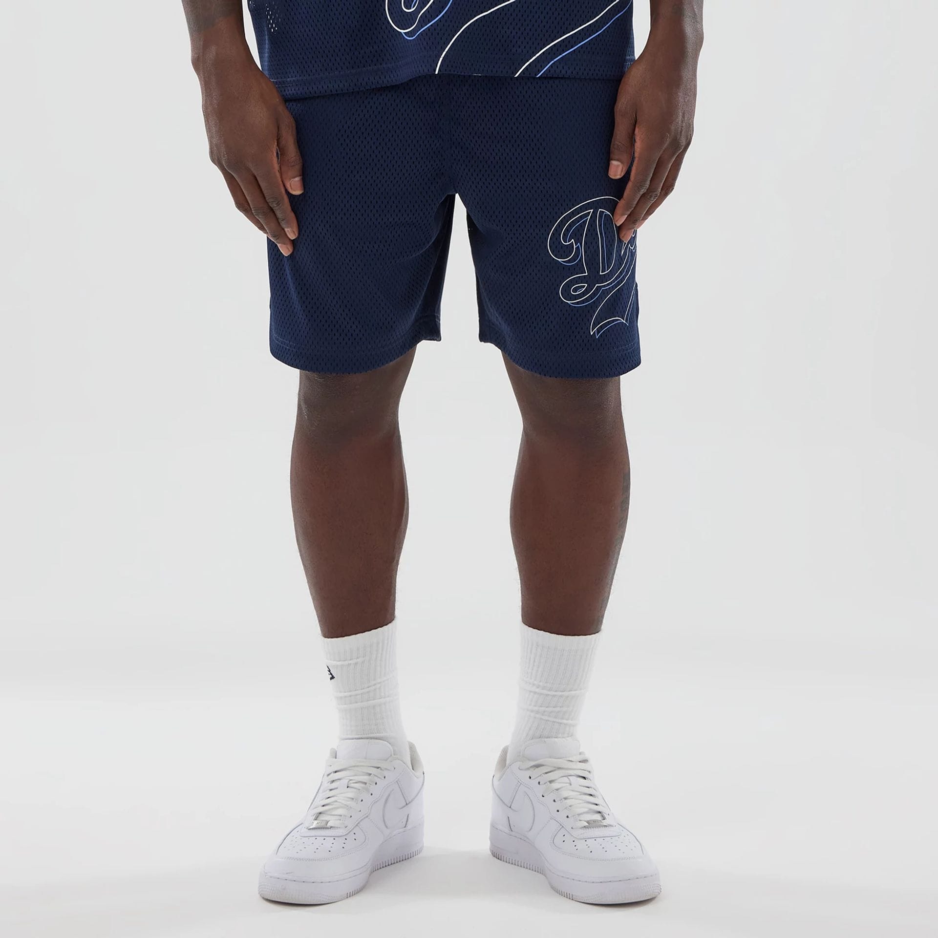 LA Dodgers MLB Mix League Blue Oversized Mesh Shorts-kentox