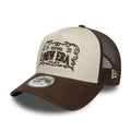 New Era Frame Logo Dark Brown 9FORTY A-Frame Trucker Adjustable Cap-kentox