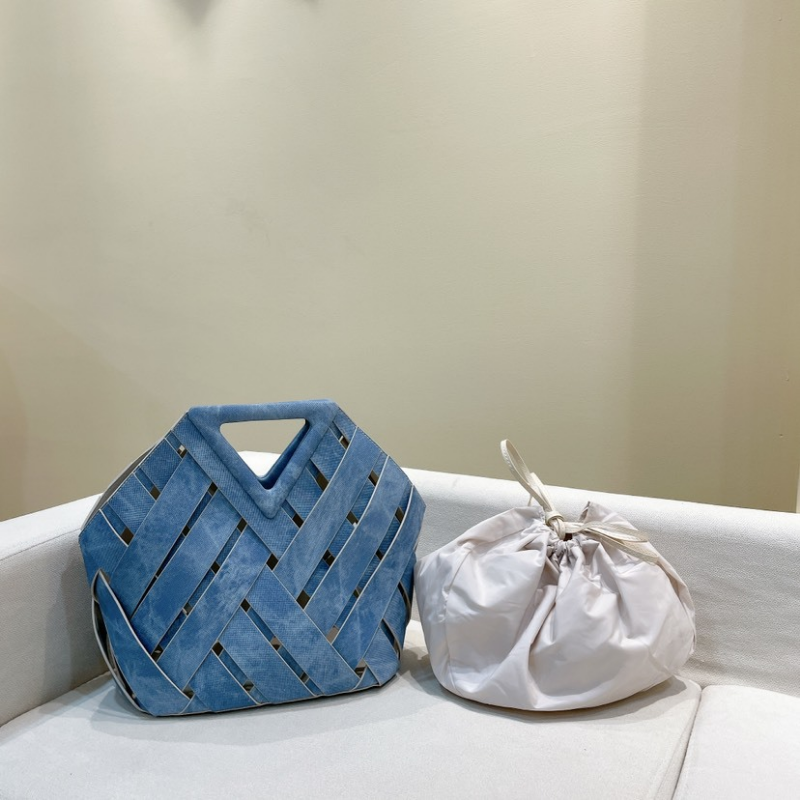 Denim Blue Hollow Woven Shoulder Bag