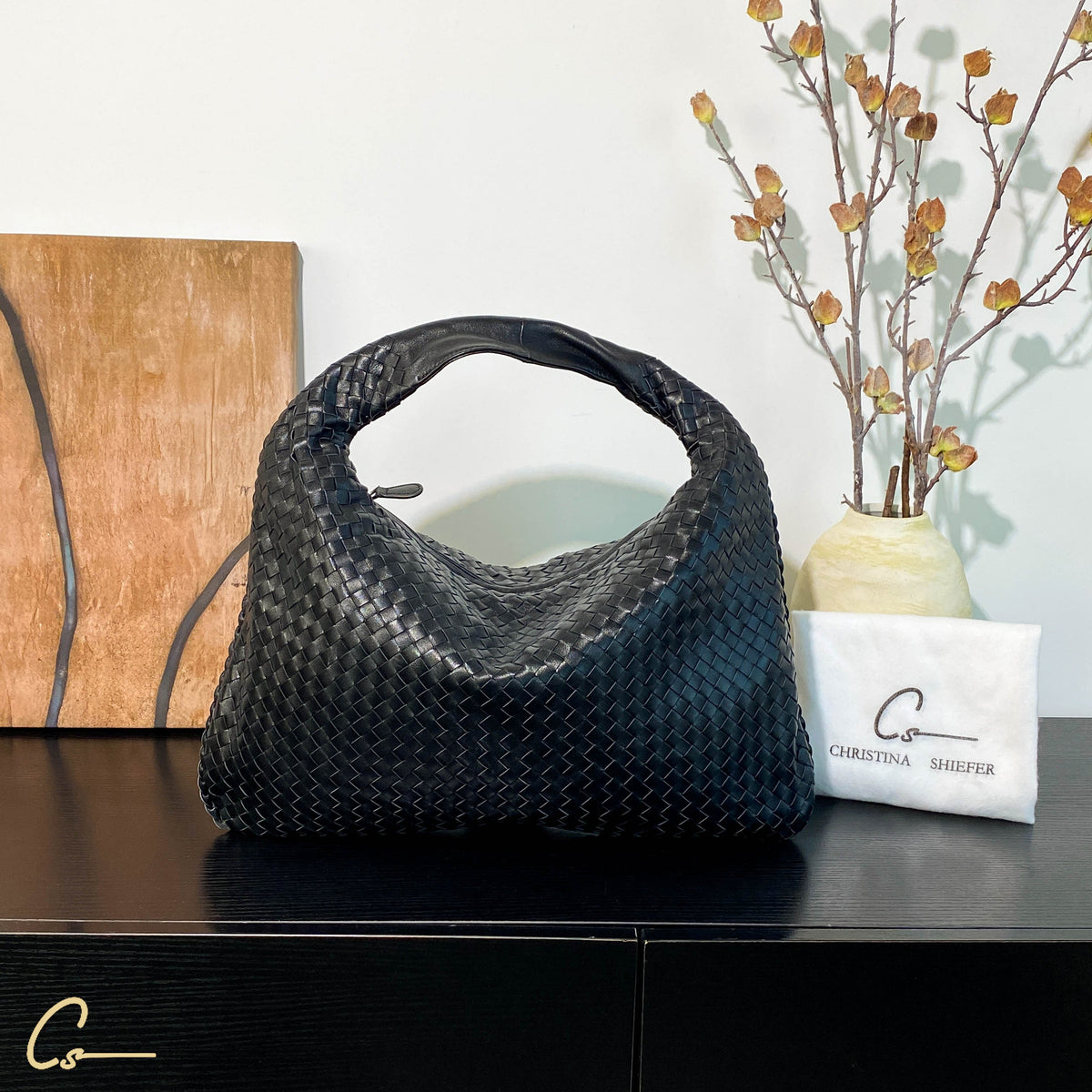 Woven Genuine Sheepskin Leather Bag