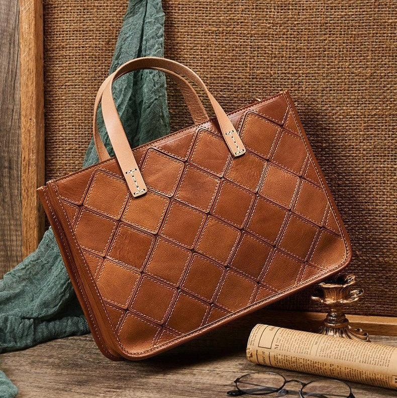 Handcrafted Italian Quilted Leather Tote Bag