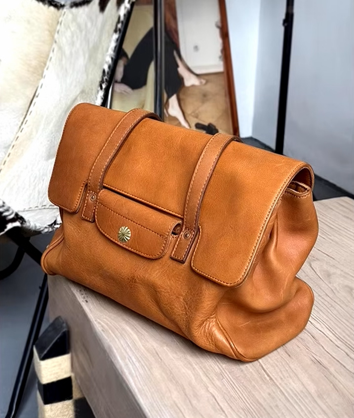 Handcrafted Genuine Leather Satchel with Timeless Style