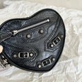 Heart-Shaped Cowhide Leather Crossbody Bag with Stylish Chain Strap