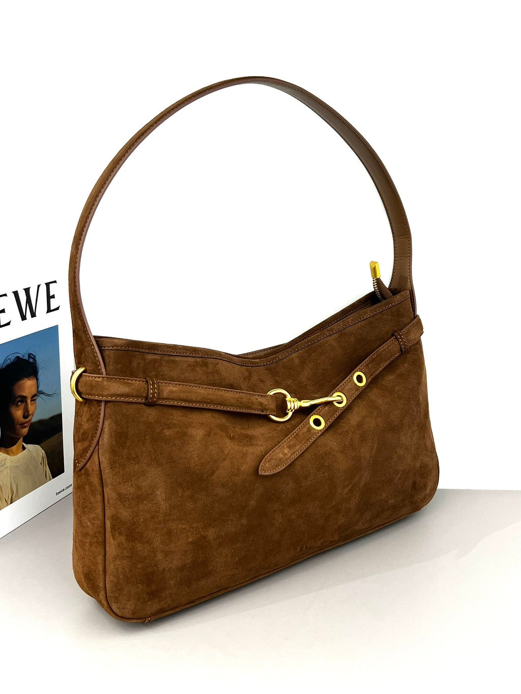 Luxe Suede Leather Shoulder Bag