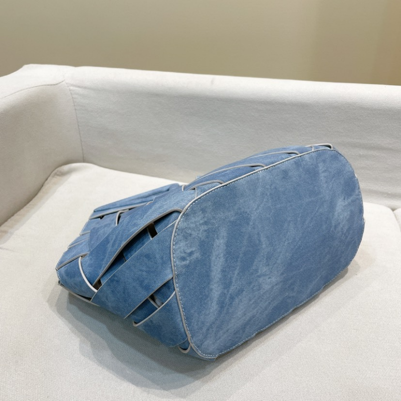 Denim Blue Hollow Woven Shoulder Bag