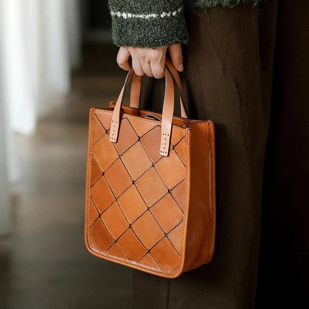 Handcrafted Italian Quilted Leather Mini Tote Bag