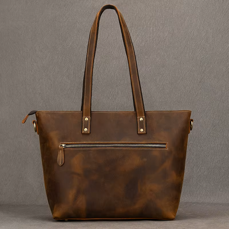 Vintage Crazy Horse Leather Tote Bag
