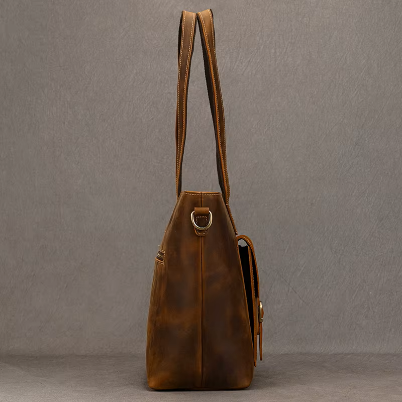 Vintage Crazy Horse Leather Tote Bag