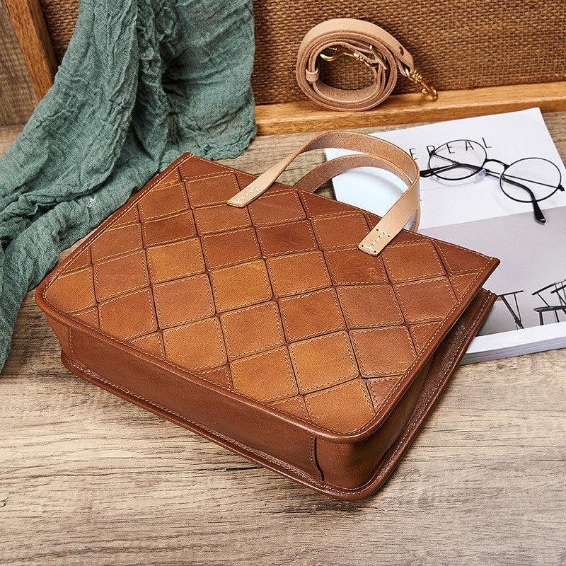 Handcrafted Italian Quilted Leather Tote Bag