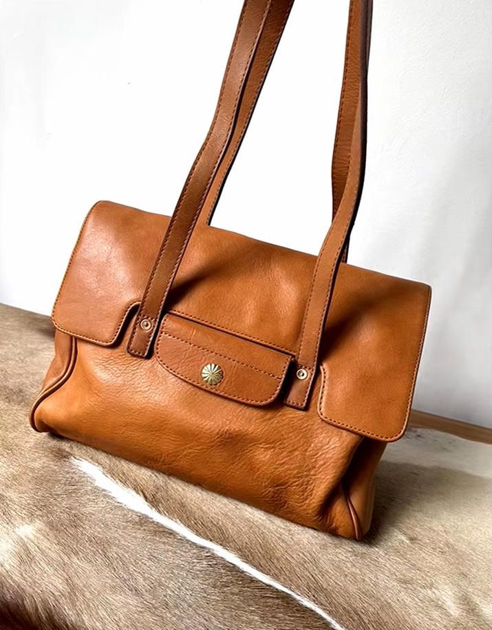 Handcrafted Genuine Leather Satchel with Timeless Style