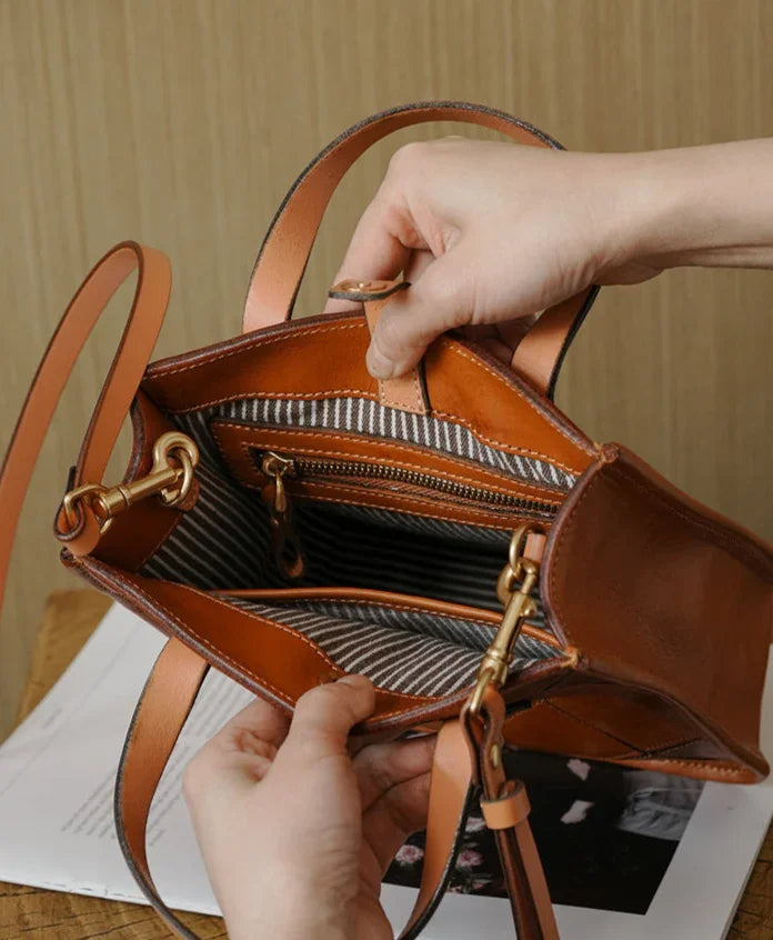 Handcrafted Italian Quilted Leather Mini Tote Bag