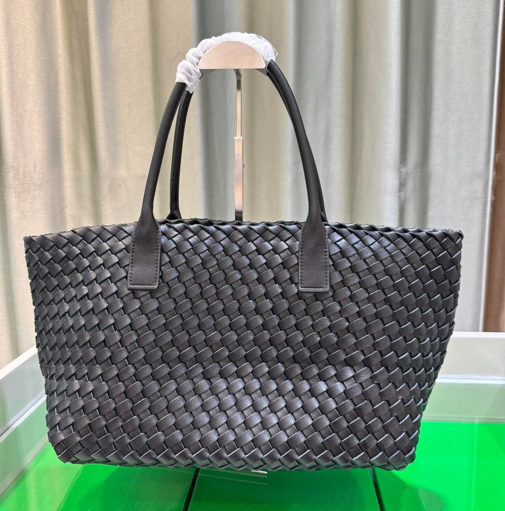 Handcrafted Woven Cowhide Leather Tote Bag