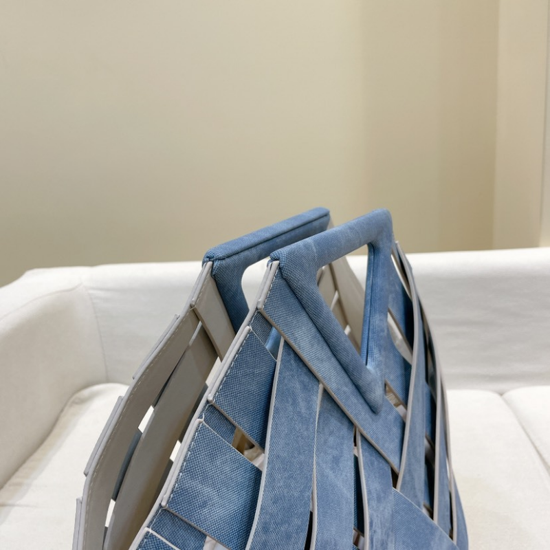 Denim Blue Hollow Woven Shoulder Bag