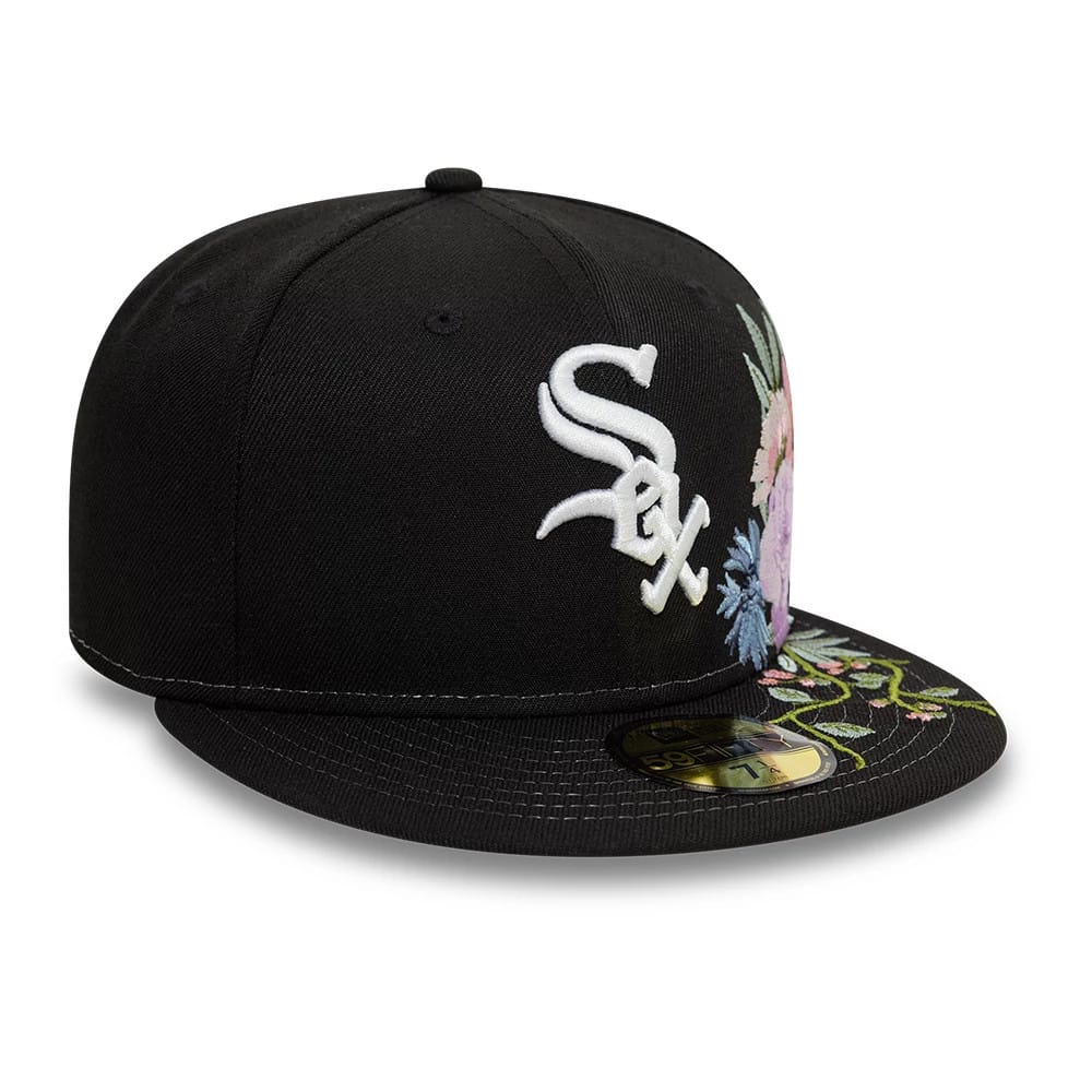 Chicago White Sox MLB Floral Black 59FIFTY Fitted Cap-kentox