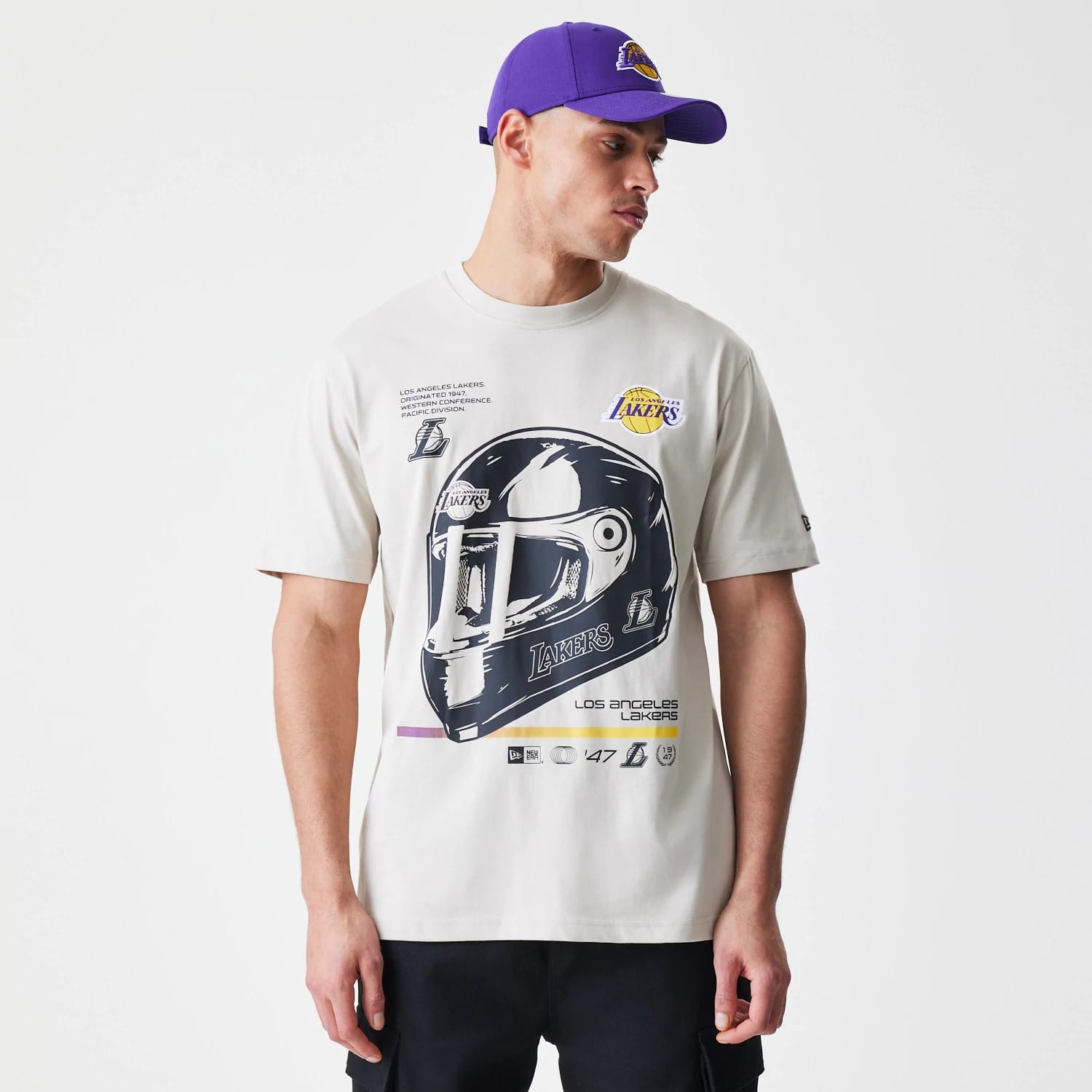LA Lakers Modern Driver Light Beige T-Shirt-kentox