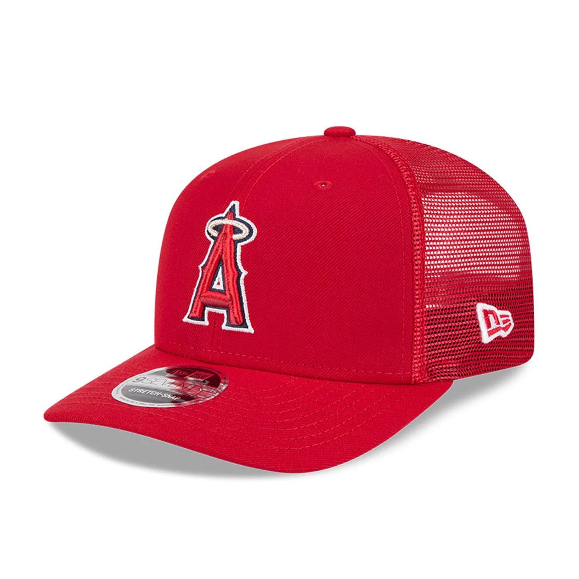 LA Angels MLB Evergreen Red 9SEVENTY Stretch Snap Adjustable Cap-kentox