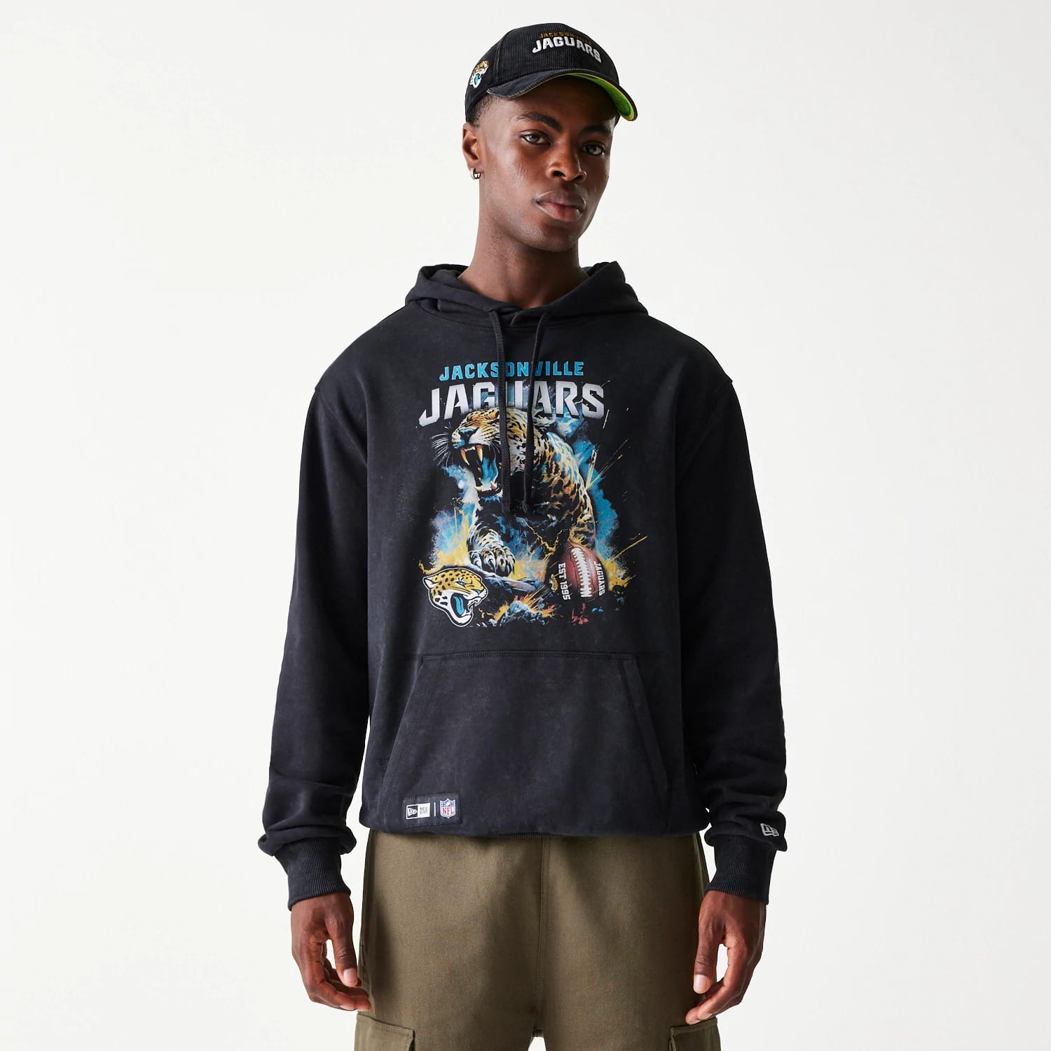 Jacksonville Jaguars NFL Games Premium Apparel Black Oversized Pullover Hoodie-kentox