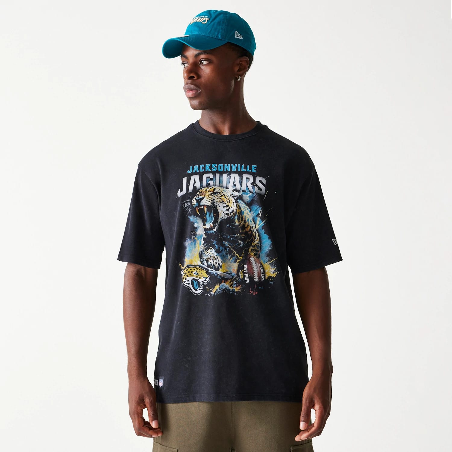 Jacksonville Jaguars NFL Games Premium Apparel Black Oversized T-Shirt-kentox