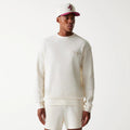 New Era Waffle Open White Oversized Crew Neck Sweater-kentox